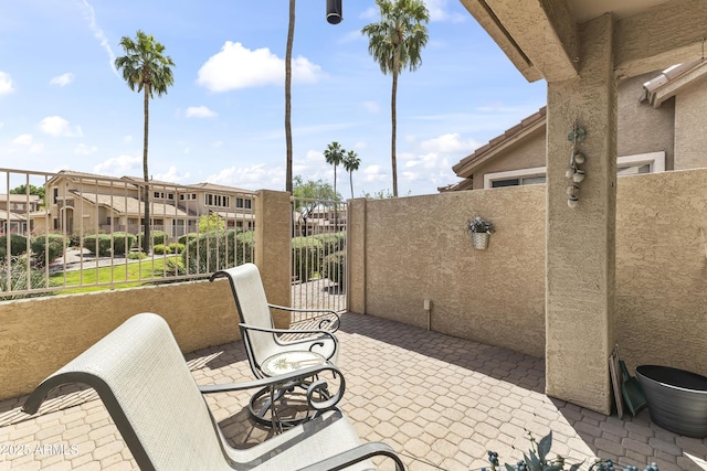view of patio / terrace featuring a residential view