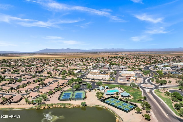 110 E Saddle Way, San Tan Valley, AZ 85143 - aerial view of property and surrounding area with a water and mountain view and nearby suburban area