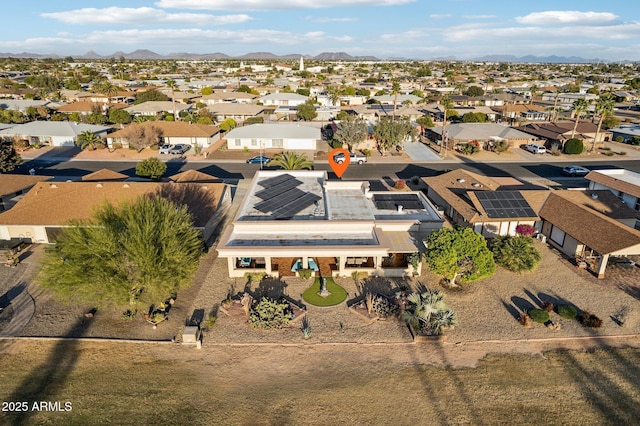 drone / aerial view featuring a mountain view