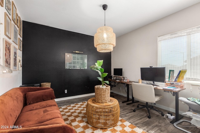 office area featuring wood-type flooring