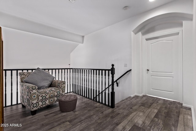 1405 E Aloe Dr, Chandler, AZ 85286 - sitting room with wood finished floors, an upstairs landing, and vaulted ceiling