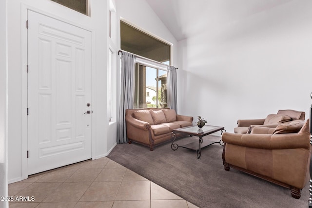 1405 E Aloe Dr, Chandler, AZ 85286 - living area with light tile patterned floors and vaulted ceiling