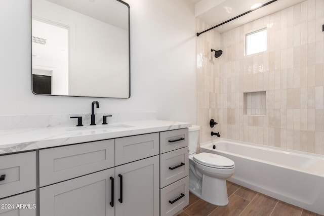 15522 E Chicory Dr, Fountain Hills, AZ 85268 - full bathroom with wood finished floors, toilet, shower / bath combination, and vanity
