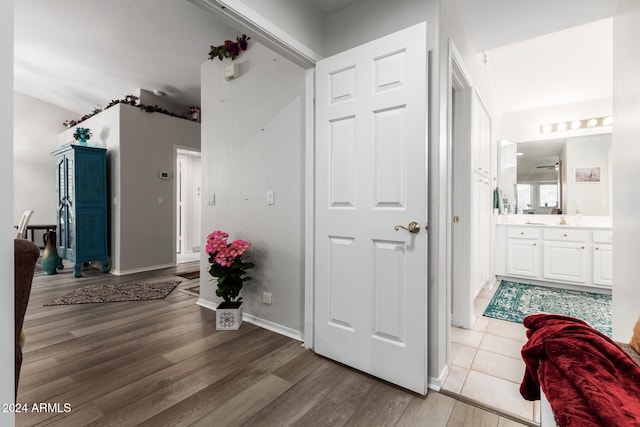 hallway featuring light wood-type flooring