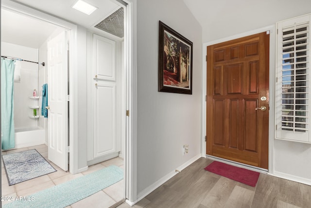 foyer featuring light wood-type flooring