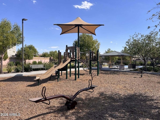 view of play area featuring a gazebo