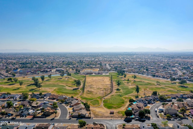 bird's eye view with a mountain view