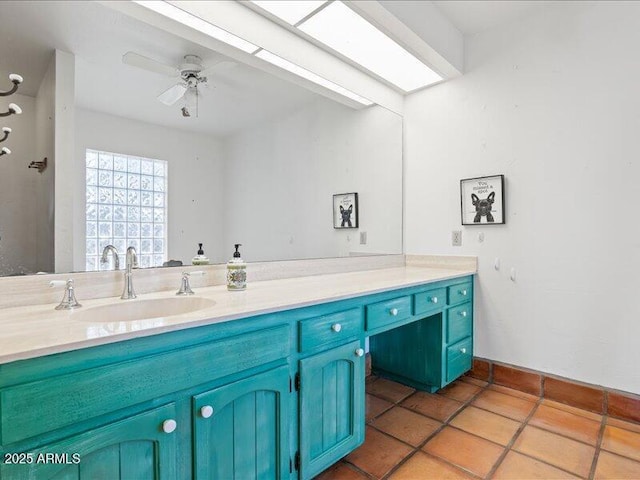 7232 N 22 Nd St, Phoenix, AZ 85020 - bathroom featuring a ceiling fan, vanity, and tile patterned flooring