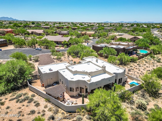 32826 N 54th St, Cave Creek, AZ 85331 - aerial perspective of suburban area featuring a mountainous background and a pool area
