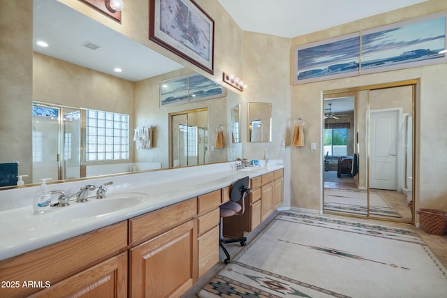 32826 N 54th St, Cave Creek, AZ 85331 - bathroom with double vanity, a shower stall, and a garden tub
