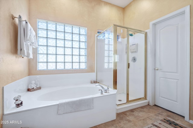 32826 N 54th St, Cave Creek, AZ 85331 - bathroom featuring plenty of natural light, a garden tub, a shower stall, and tile patterned flooring