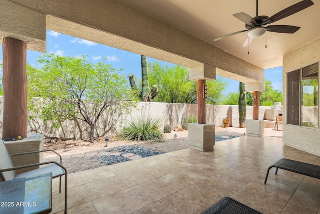 32826 N 54th St, Cave Creek, AZ 85331 - fenced backyard with a patio and a ceiling fan