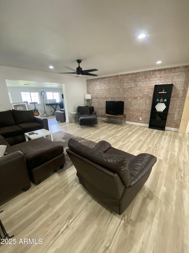 7201 N 16th Dr, Phoenix, AZ 85021 - living room with wood finished floors, a ceiling fan, and recessed lighting