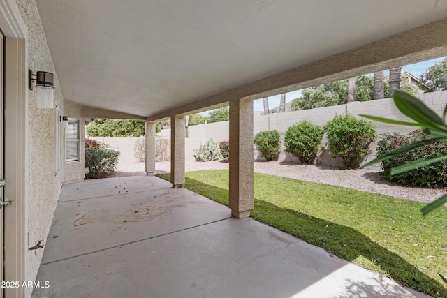 view of patio featuring a fenced backyard