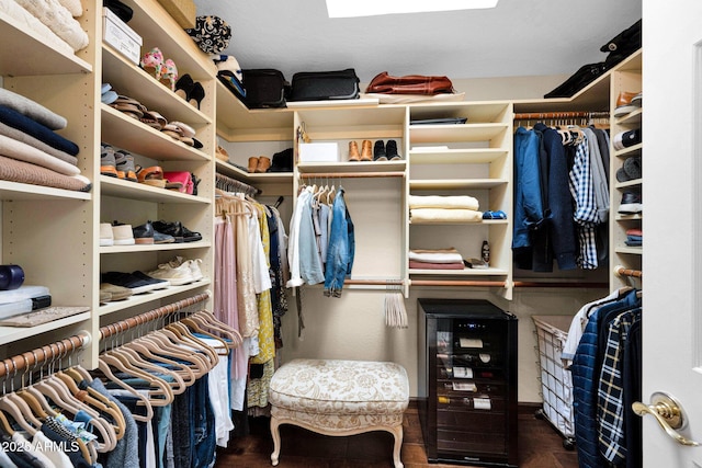 spacious closet with beverage cooler