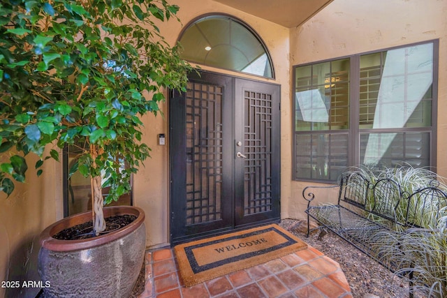 doorway to property with french doors