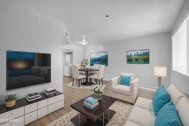 living room featuring light hardwood / wood-style flooring