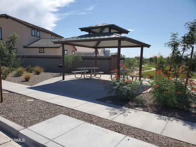 view of patio / terrace with a gazebo and fence