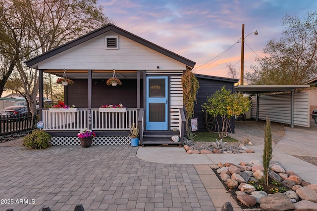 bungalow-style house featuring a porch