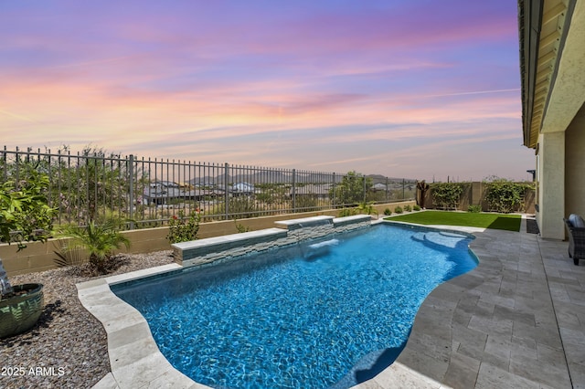 5724 E Scarlet St, Mesa, AZ 85215 - view of swimming pool featuring a fenced backyard and a patio