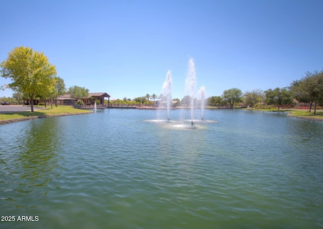 view of water feature with a gazebo