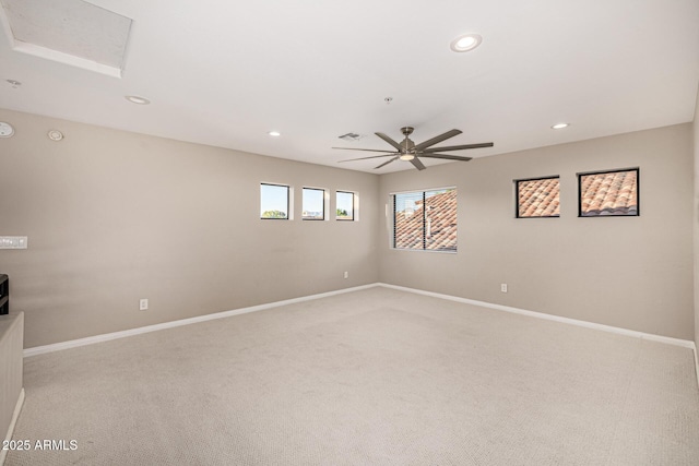 7439 E Beryl Ave, Scottsdale, AZ 85258 - empty room with light carpet, baseboards, recessed lighting, and a ceiling fan