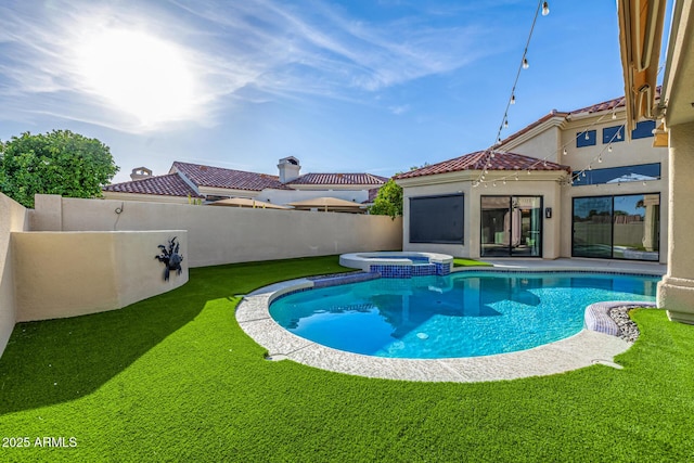 7439 E Beryl Ave, Scottsdale, AZ 85258 - view of swimming pool with a pool with connected hot tub