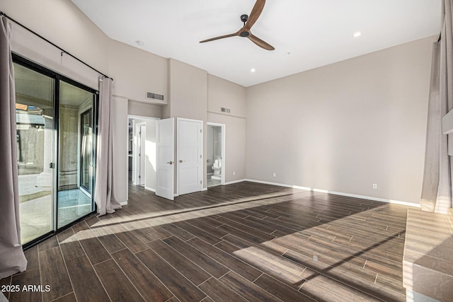 7439 E Beryl Ave, Scottsdale, AZ 85258 - unfurnished bedroom featuring access to outside, wood finish floors, baseboards, recessed lighting, and ensuite bathroom