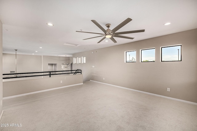 7439 E Beryl Ave, Scottsdale, AZ 85258 - empty room with recessed lighting, ceiling fan, light colored carpet, and baseboards