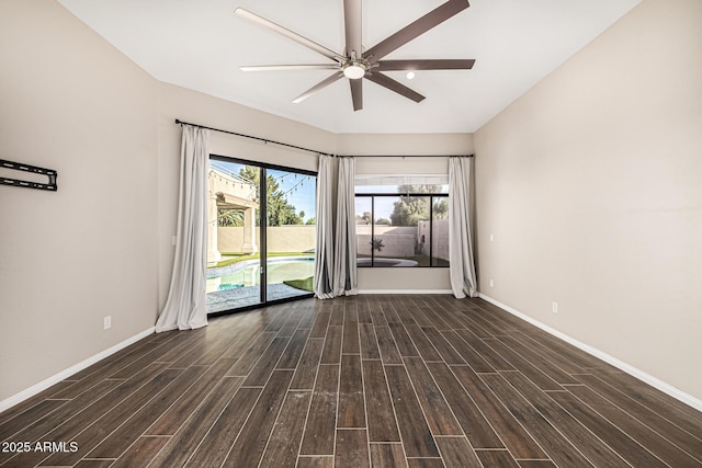 7439 E Beryl Ave, Scottsdale, AZ 85258 - unfurnished room with ceiling fan, wood finished floors, and baseboards