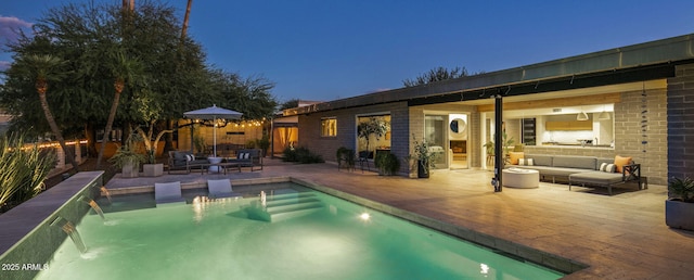 20 W Canterbury Ln, Phoenix, AZ 85023 - view of pool with fence, a patio area, an outdoor living space, and a fenced in pool