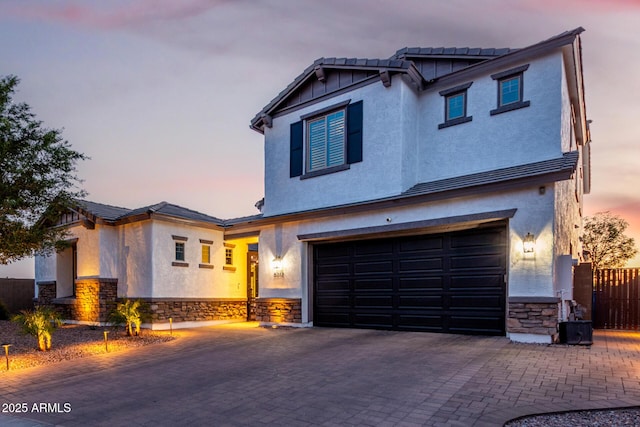 5212 S Seton Ct, Gilbert, AZ 85298 - craftsman inspired home with stone siding, a garage, and stucco siding