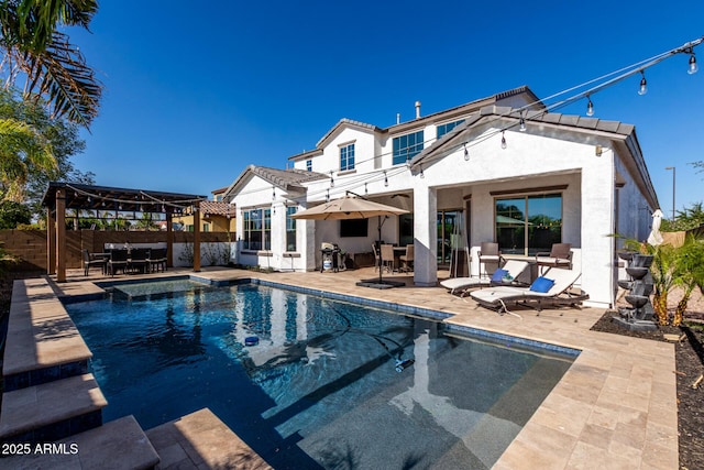 5212 S Seton Ct, Gilbert, AZ 85298 - view of pool featuring a fenced backyard, a patio, a gazebo, and outdoor dining area