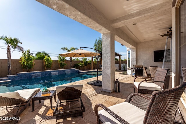 5212 S Seton Ct, Gilbert, AZ 85298 - view of swimming pool with a fenced backyard, a patio, and grilling area