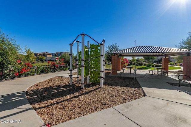 communal playground featuring a gazebo