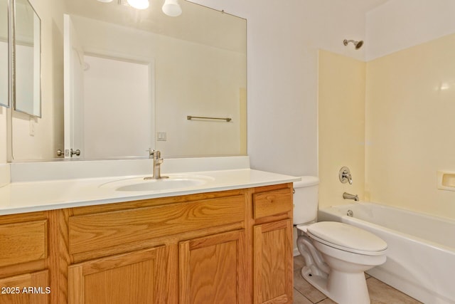 4143 E Sundance Ave, Gilbert, AZ 85297 - bathroom featuring toilet, vanity, shower / bath combination, and tile patterned floors