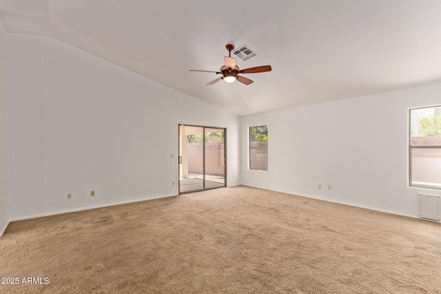 4143 E Sundance Ave, Gilbert, AZ 85297 - carpeted empty room featuring lofted ceiling, ceiling fan, and baseboards