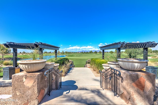 1620 E Sattoo Way, Queen Creek, AZ 85140 - view of patio featuring a water view, a pergola, and golf course view