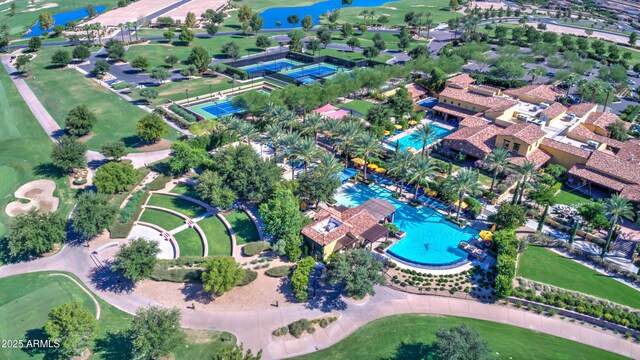 1620 E Sattoo Way, Queen Creek, AZ 85140 - drone / aerial view of a pool, a nearby body of water, and a golf club