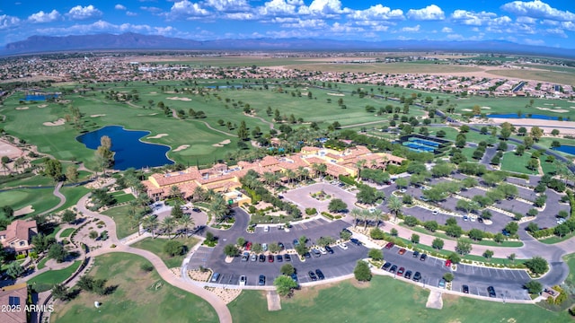 1620 E Sattoo Way, Queen Creek, AZ 85140 - aerial view of property and surrounding area featuring a water and mountain view, a golf club, and nearby suburban area
