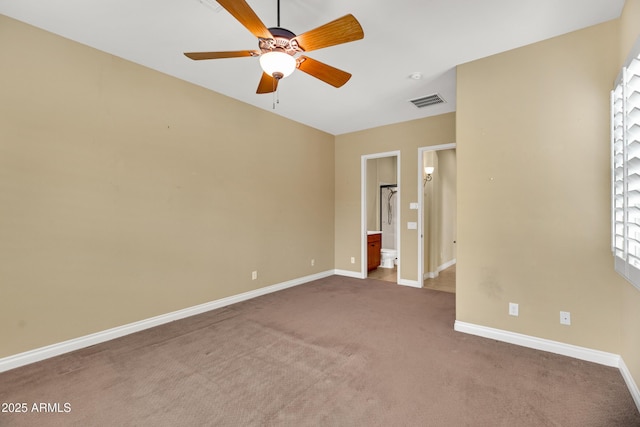 1620 E Sattoo Way, Queen Creek, AZ 85140 - unfurnished bedroom with carpet, baseboards, ensuite bath, and ceiling fan
