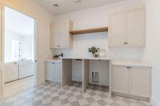 kitchen with white cabinetry