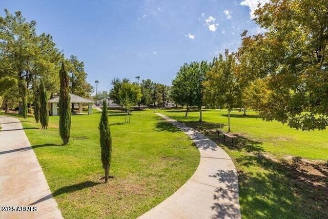 view of home's community with a lawn