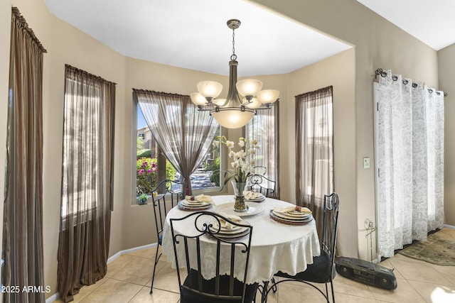 1449 W Sherri Dr, Gilbert, AZ 85233 - dining room with a chandelier, light tile patterned flooring, and plenty of natural light