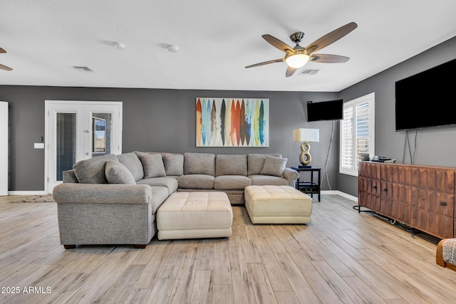 4116 E Downing St, Mesa, AZ 85205 - living area with a ceiling fan, wood finished floors, and french doors