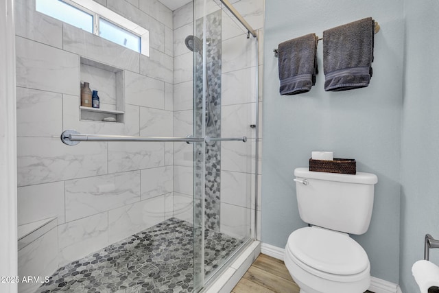 4116 E Downing St, Mesa, AZ 85205 - full bathroom with a stall shower and wood finished floors