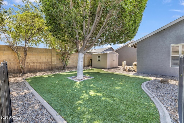4116 E Downing St, Mesa, AZ 85205 - fenced backyard featuring a shed
