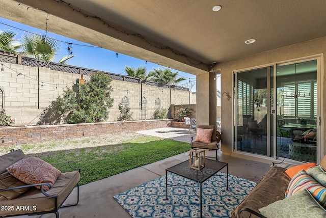 view of patio featuring a fenced backyard