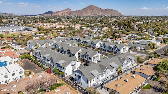 aerial view with a mountain view and a residential view