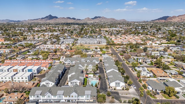 aerial view with a residential view and a mountain view